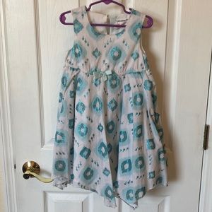 Artisan NY girls 4T teal & white dress